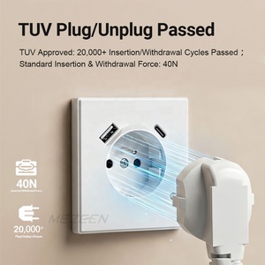 Prise murale française standard européenne MEZEEN avec ports de charge USB-A USB-C, prise murale <span class=keywords><strong>2P</strong></span>+<span class=keywords><strong>T</strong></span>, panneau <span class=keywords><strong>PC</strong></span> au toucher doux, <span class=keywords><strong>16A</strong></span> - Product Image 4