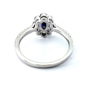 Livraison rapide Bijoux Habile Top Qualité 14k Solide Or Blanc Réel Diamant Couleur Pierre Saphir Bagues De Fiançailles Pour Les Femmes - Product Image 3