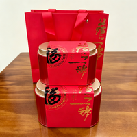 Kit Cadeau Premium Café & Matcha, Boîte Ronde en Métal avec Bande en Papier et Sac Fourre-tout pour Feuilles et Poudre de Thé