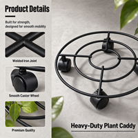Support de plantes pour jardin avec 4 roues, chariot à plantes en métal, déplaceur de pots de fleurs en fer