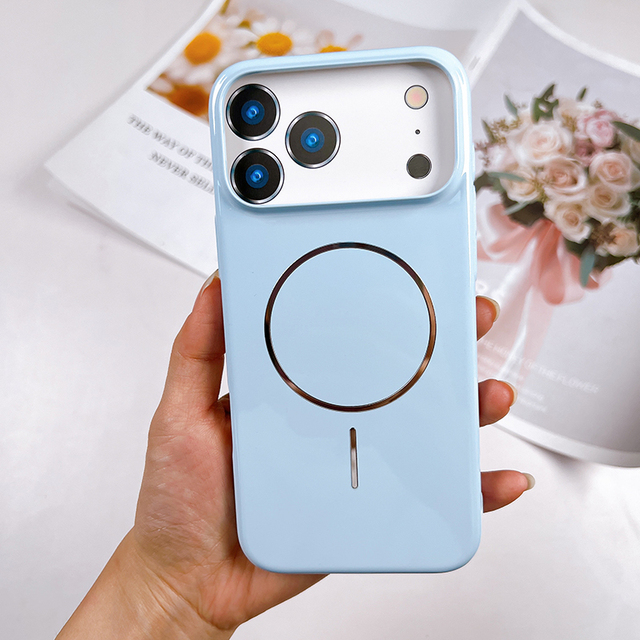 Luxury Design Solid Color PC Thin Magnetic Circle Shockproof Phone Case Cover for iPhone 17 Pro Max