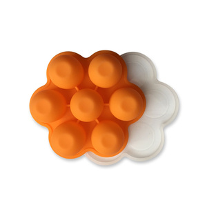Amazon Venta caliente 7 cavidad de huevo de silicona <span class=keywords><strong>muerde</strong></span> molde con tapa para comida de bebé congelador bandeja - Product Image 4