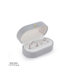 Caja de anillo de boda, ornamento único de borde redondo de terciopelo flocado, venta al por mayor, 2022 - Product Image 1