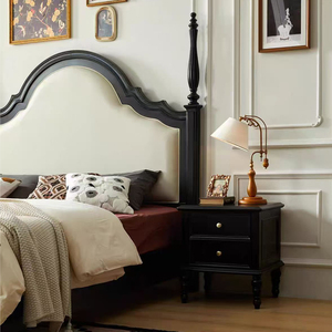 Meubles de chambre à coucher américains du milieu du siècle KMJ, <span class=keywords><strong>lit</strong></span> rembourré en <span class=keywords><strong>bois</strong></span> massif sculpté à la main - Product Image 4