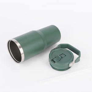 Gobelet isotherme en acier inoxydable 304 de 30 oz avec logo personnalisé, avec paille, poignée et couvercle, pour le camping, minimaliste, sans BPA, étanche - Product Image 4