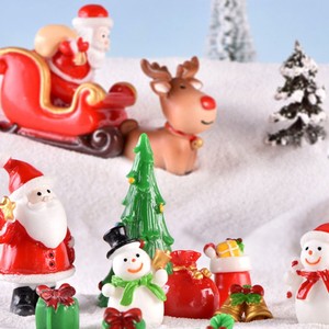 Santa Claus Snowman Micro Landscape Sled Snow Scene New Decoration Christmas Stocking Gift Bell Resin All-Encompassing Ornament