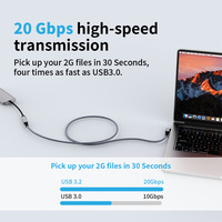 Cable Extensor USB-C de Ángulo Recto, USB 3.2, Velocidad de Transferencia de 20 Gbps, Salida de Video 4K a 60 Hz, Interfaz USB-C Hembra, Carga Rápida de 240 W y 5 A