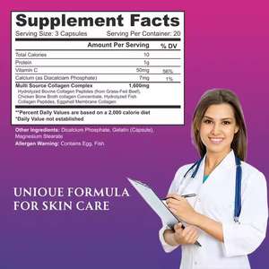 Capsule di Collagene e Acido Ialuronico Multivitaminico Biologico Anti-Età OEM Etichetta Privata Integratore Alimentare per la Cura della Pelle Adulta 60 Capsule - Product Image 6