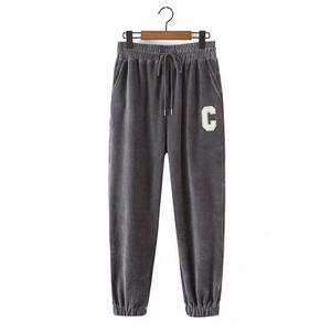 Pantalones Deportivos de Pana para Mujer, Tallas Grandes, Cintura Alta, Largos, Casuales, en Beige, Gris y Negro, N8246 - Product Image 4