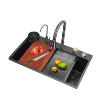 Évier de cuisine à une cuve en acier inoxydable Offre Spéciale cascade évier en acier inoxydable intelligent multifonction