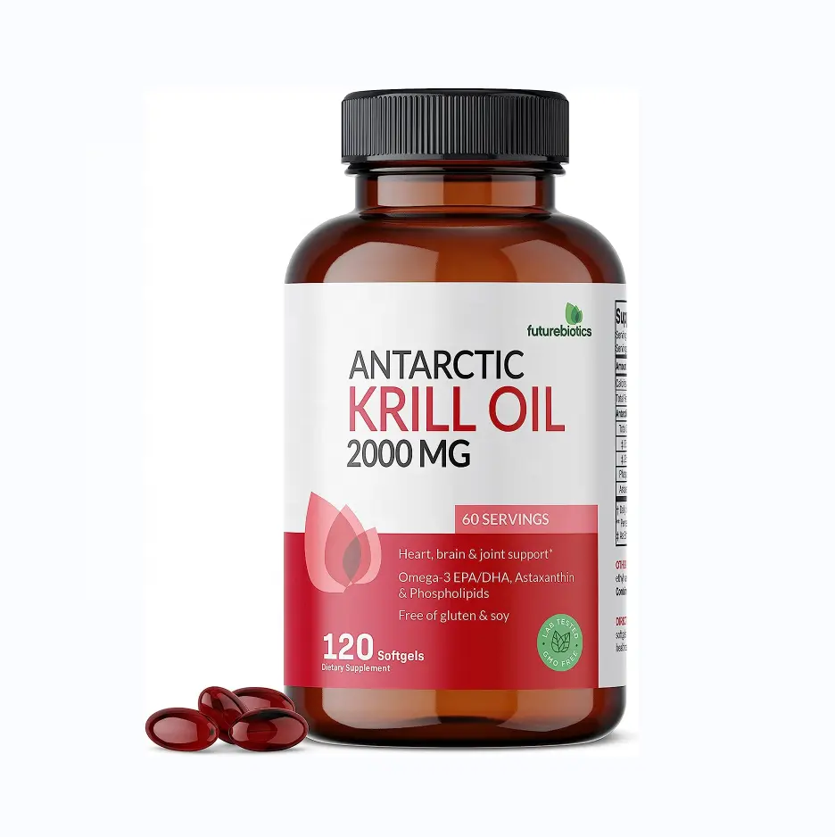 Private Label Capsule di olio di Krill 1250mg Omega 3 astaxantina Capsule per la salute del cervello olio di pesce Omega3 Capsule