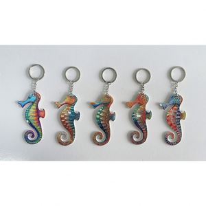 Porte-clés personnalisé en alliage de zinc, style dessin animé, avec motifs chat mignon, hippocampe et papillon, pour les amoureux des animaux - Product Image 1