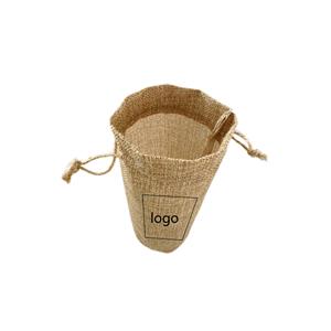 Custom Logo Printable Round Bottom Linen Wine Drawstring <b>Bags</b> Wholesale Plain Burlap Single <b>Bottle</b> <b>Gift</b> Packaging Pouches - Product Image 4