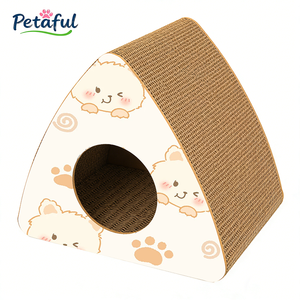 Mainan Interaktif Terowongan Penggaruk Kucing Bentuk Segitiga dari Karton, Penggaruk Kucing dari Kardus, Logo Kustom OEM, Mainan Hewan Peliharaan - Product Image 2