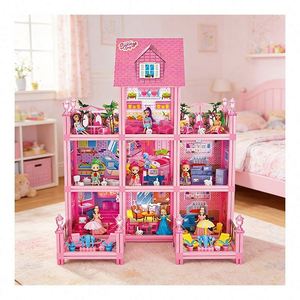 Juego de Casa de Muñecas Premium con Piscina, Tobogán, Balcón, Ascensor, Dormitorio y Muebles, Regalo para Niñas - Product Image 1