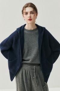 Cárdigan Grueso de Cachemira 100% para Otoño e Invierno, Chaqueta con Capucha y Cremallera para Mujer, Suéter Holgado de Punto - Product Image 6