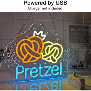 Pepper salt pretzel neon LED indoor hanging ambient light shop window decoration light street indicator light luminous <b>sign</b> 5V - Product Image 3