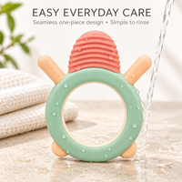 Anneau de dentition tortue en silicone de qualité alimentaire pour bébé, forme anneau facile à saisir, jouet de dentition côtelé en forme de coquille, design de personnage mignon, vente en gros, personnalisation OEM