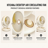Échantillon disponible - Ventilateur de table compact sans fil intelligent avec lumière d'ambiance pour la maison et le bureau
