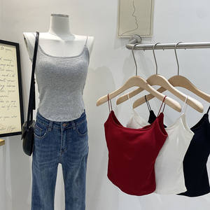 Caraco d'Été pour Femme, Débardeur à Dos Esthétique Intégré, Haut sans Couture avec Bonnets Uniques en Coton, Vêtement de Rue sans Manches - Product Image 5