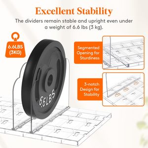 2 packs de séparateurs d'étagères réglables en plastique pour l'organisation des placards, séparateurs transparents pour sacs à main. - Product Image 3
