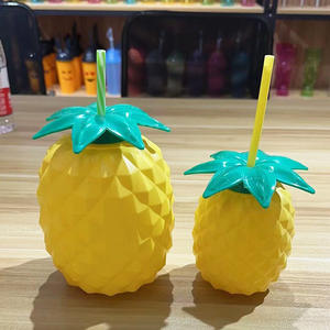 Jugo personalizado 600ml plástico fruta burbuja té reutilizable a granel beber piña forma pajita tazas con pajita - Product Image 6