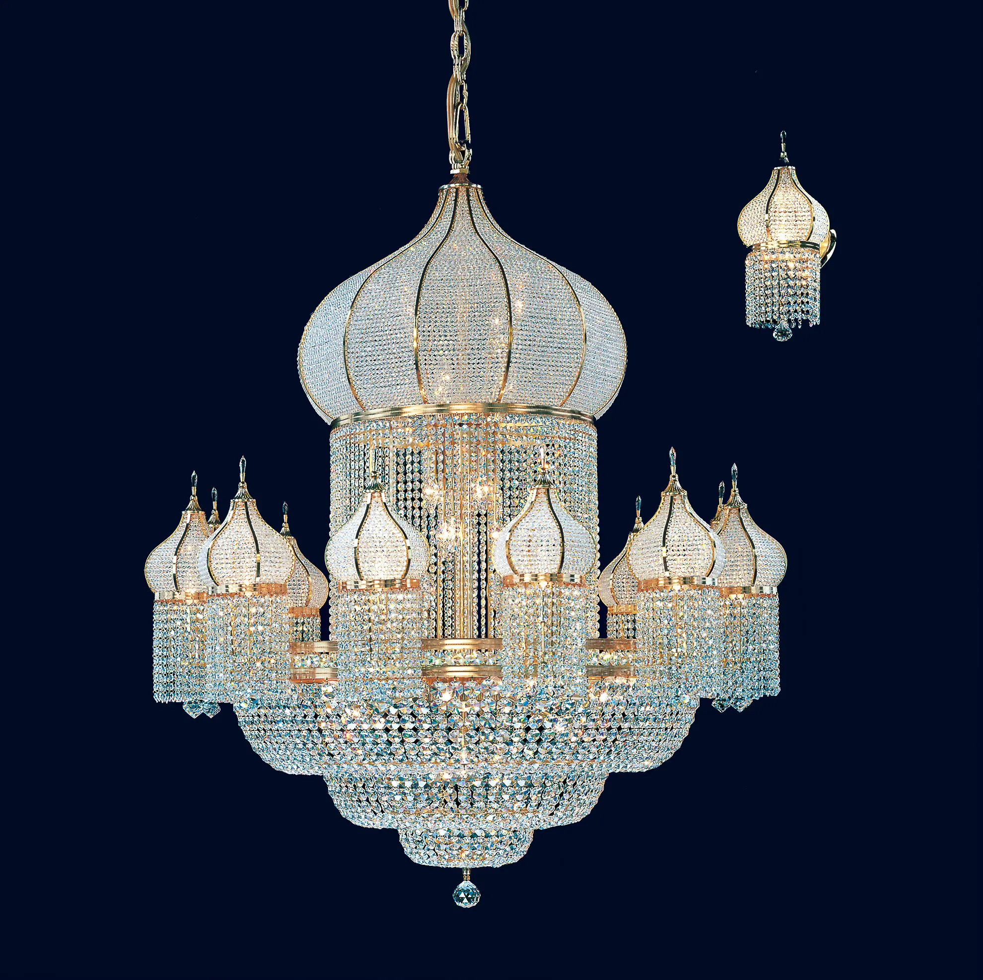 Grands projets de lumières sur mesure, lustres arabes, lustre de mosquée islamique pour banquet de palais