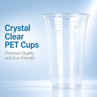 Gobelets en PET transparents de haute clarté, gobelets en plastique jetables pour boissons froides avec couvercles pour café glacé, thé au lait, jus, smoothie