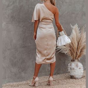 Vestido Midi Irregular de Manga Única para Mujer, Casual, Transpirable, Sexy, para Fiestas y Eventos Nocturnos - Product Image 2