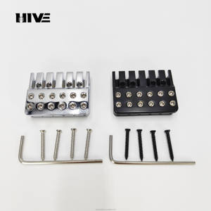 غيتار كهربائي بدون رأس جسر غيتار بستة أوتار مع أوتاد ضبط قفل وإكسسوارات أصلية بالفضة والأسود. - Product Image 3