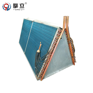 Evaporador de Expansión Directa con Aletas de Aluminio Hidrófilas Azules, Distribuidor de Tubo Capilar de Cobre para Refrigerante, Serpentín de Enfriamiento Tipo V - Product Image 1