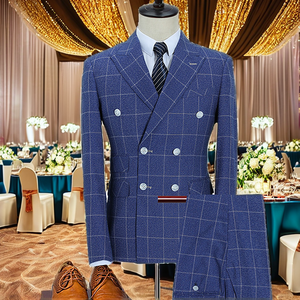 Chaleco de boda azul de doble botonadura para hombre, con cremallera, transpirable, antiestático, talla grande, estilo americano, para ocasiones especiales - Product Image 2