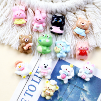 Collection d'animaux miniatures tout-en-un en résine crème, accessoires pour la technique de goutte d'huile DIY pour coques de téléphone et pinces à cheveux