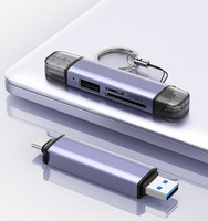 Lecteur de cartes et clé USB gris sidéral 3-en-1 double port A+C, modèle à branchement direct, double lecteur de cartes, externe 170 Mo/s