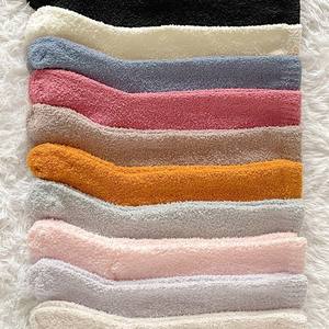Wholesale Winter Knitted Breathable <strong>Fleece</strong> Thickened Fuzzy Knee High Microfiber Sleeping Socks Daily Use - Product Image 4