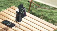 Support de chargeur sans fil 4-en-1, charge rapide 15W avec haut-parleur Bluetooth et lumière LED, station rotative pour téléphone et montre