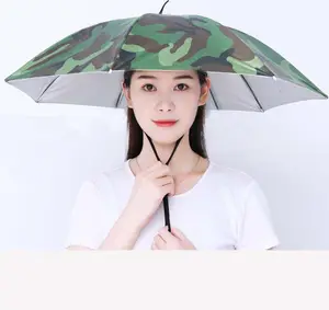 2022 barato sol dobrável logotipo impresso cabeça da propaganda chapéu guarda-chuva, chapéu guarda-chuva para venda