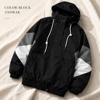 Chaqueta Anorak para Hombre, Tejido de Alto Rendimiento, Paneles Geométricos, Bolsillo Canguro, Personalización Completa, Transpirable, Ligera, Estilo Urbano