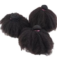 Yoyi Hair Tissages de cheveux brésiliens vierges afro crépus bouclés 100% naturels, extensions Remy à double trame machine, noir naturel
