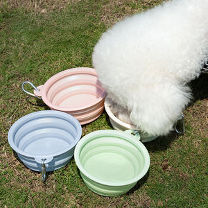 Cuenco de agua plegable de silicona para mascotas de 350-1000ml, para comida de perro, para acampar al aire libre, viajes, suministros plegables portátiles, platos con mosquetón - Product Image 1