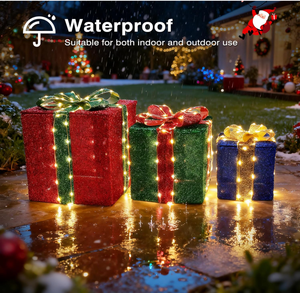 Cajas de Regalo con Luces LED Blancas Cálidas de Navidad, Preiluminadas, Diferentes Tamaños, Decoración Navideña para Interiores y Exteriores, IP65 - Product Image 2