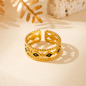 Anillo Abierto Unisex de Acero Inoxidable, Diseño Geométrico de Flor, para Regalo de Boda, Compromiso, Aniversario o Fiesta - Product Image 3