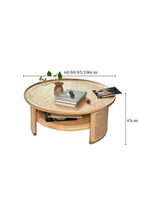 Table basse ronde en bois massif et rotin de style japonais nordique contracté pour salon