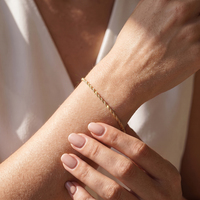 Bracelet chaîne torsadée texturée STCB14 en acier inoxydable plaqué or 18 carats, bijou délicat et minimaliste pour le quotidien