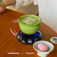 Seaygift Tasse à eau en verre borosilicaté de couleur personnalisée Verres à boire Tasse à thé en verre bicolore et assortie