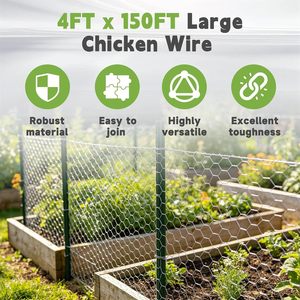 Hostic Chicken Wire <b>Netting</b> 4Ft X 150Ft Galvanized Hexagonal Mesh 2Inch 20Gauge For Poultry <b>Fencing</b> - Product Image 3
