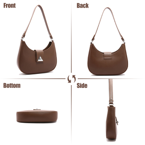 Sac bandoulière tendance style français 2026, <span class=keywords><strong>chic</strong></span> avec accent métallique, en cuir PU, forme croissant de lune, pour femme - Product Image 3