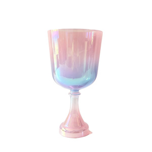 Cuenco de cristal de cuarzo alquímico rosa y azul, instrumento de sanación por sonido tipo Santo Grial, portátil, con mazo - Product Image 1