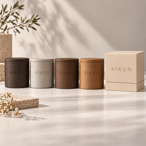 Aikun Earth Tone Lidded Matte Finish Scented Candle with Custom Color Branded Gift Box Direct Factory OEM ODM <b>Volume</b> Production - Product Image 1