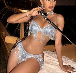 2023 <span class=keywords><strong>Original</strong></span> diseño propio borlas de lentejuelas dos piezas traje de baño personalizado caliente club nocturno chica traje de baño ropa de playa sexy - Product Image 4